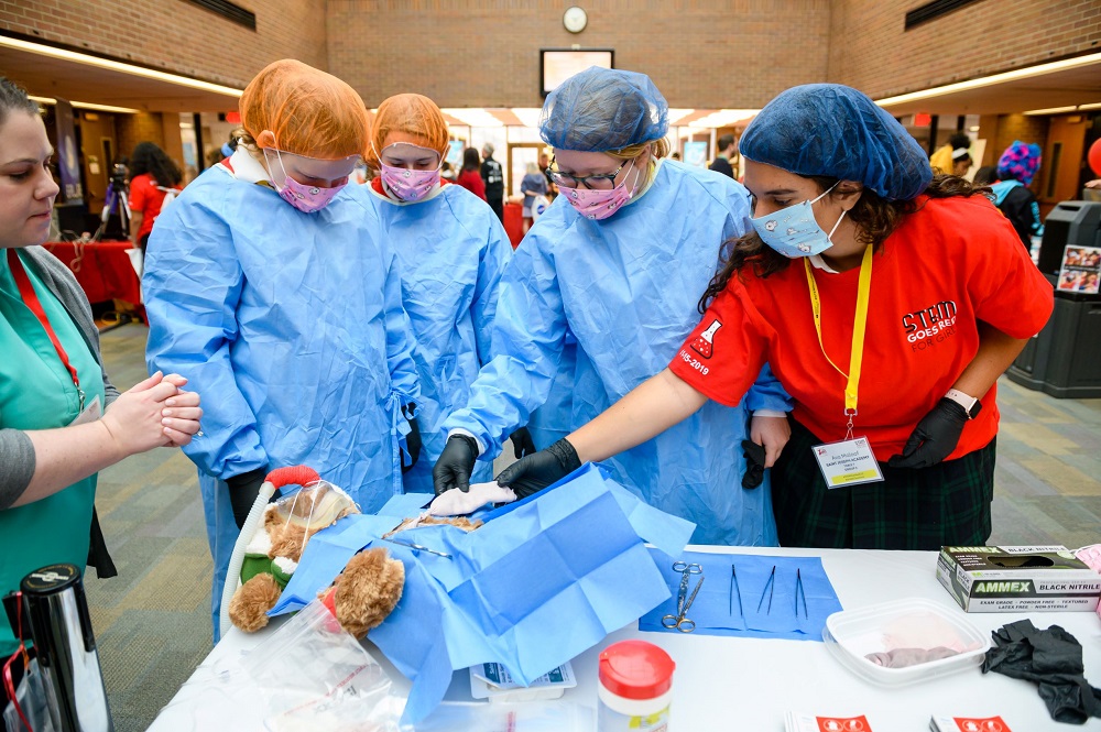 Girls learning surgery