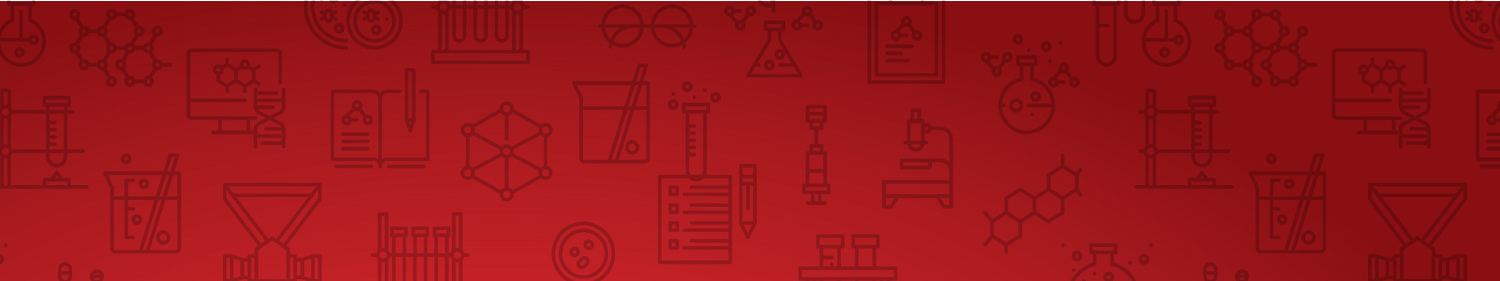 Red STEM header graphic with chemistry beakers, tubes, and other symbols.